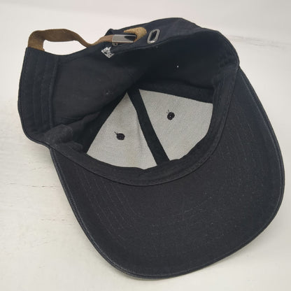Peet's Coffee Black Baseball Cap One Size Leather Strapback Hat Twill Logo