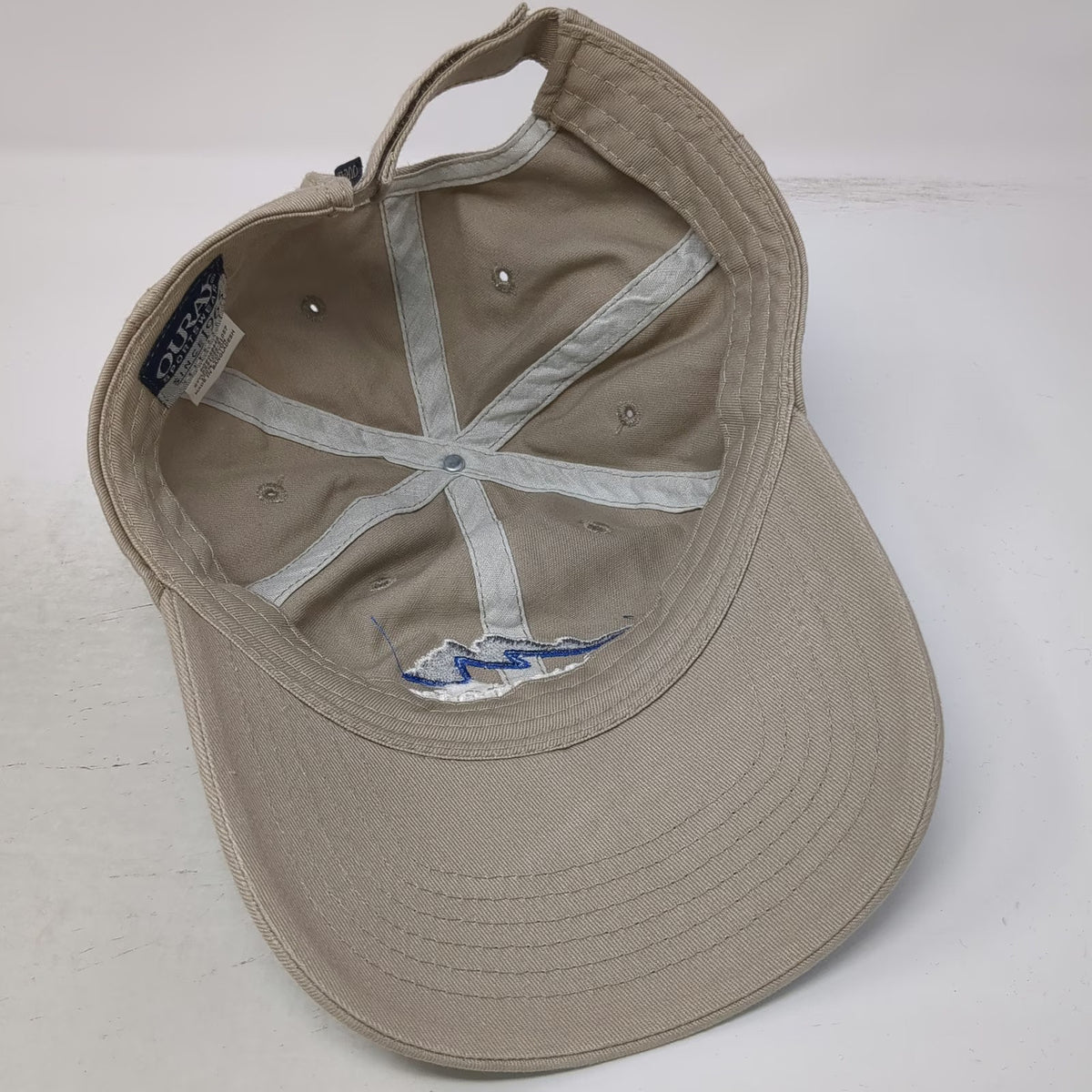 Ouray Mountain Waterworks Embroidered Beige Baseball Cap One Size Strapback Hat