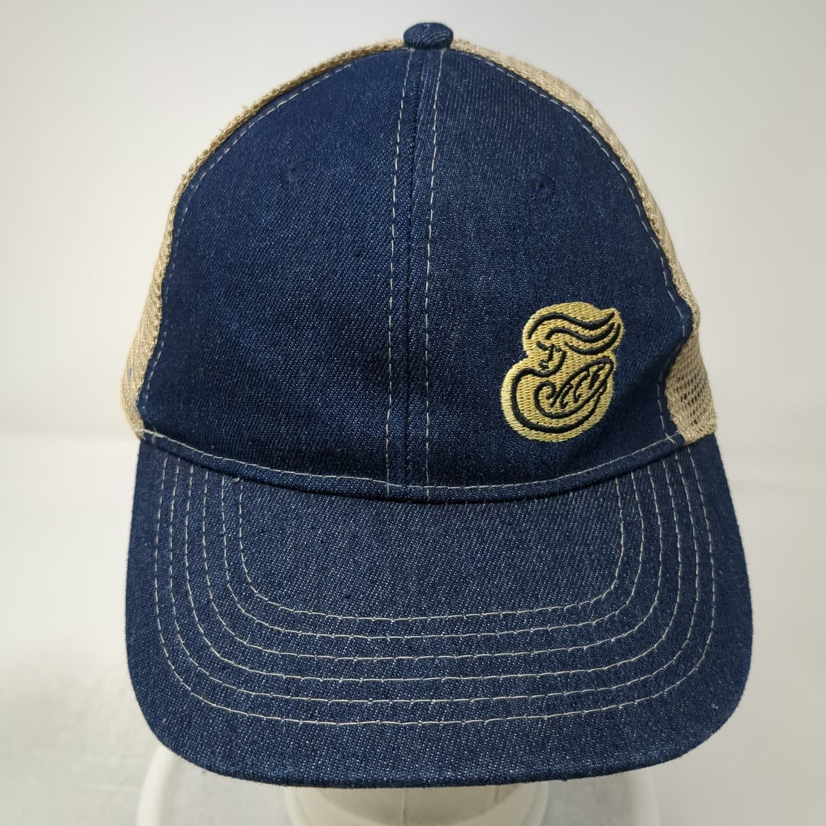 C.C Blue Baseball Cap One Size Mesh Back Embroidered Letter C Logo Strapback Hat