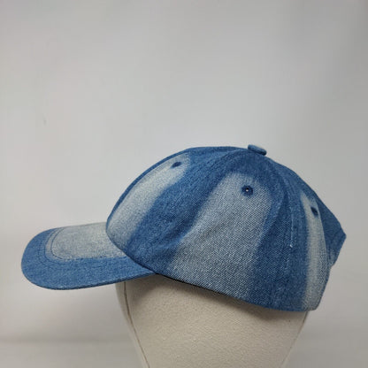 Unbranded Denim Slideback Hat Blue One Size Leather Strap 6 Panel Blank
