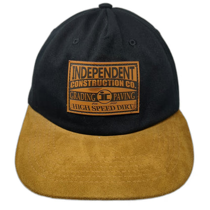 5 Panel Black Brown One Size Snapback Independent Construction Co Suede Brim Hat