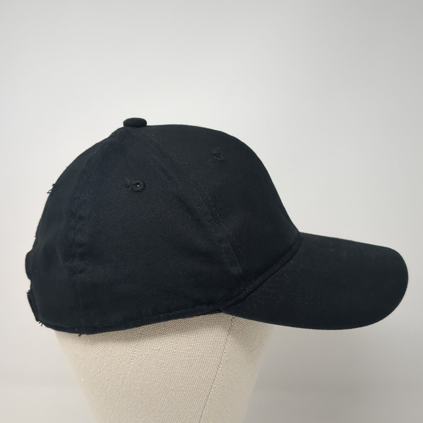 George Strapback Hat Black One Size Adjustable Solid Vent Holes Blank