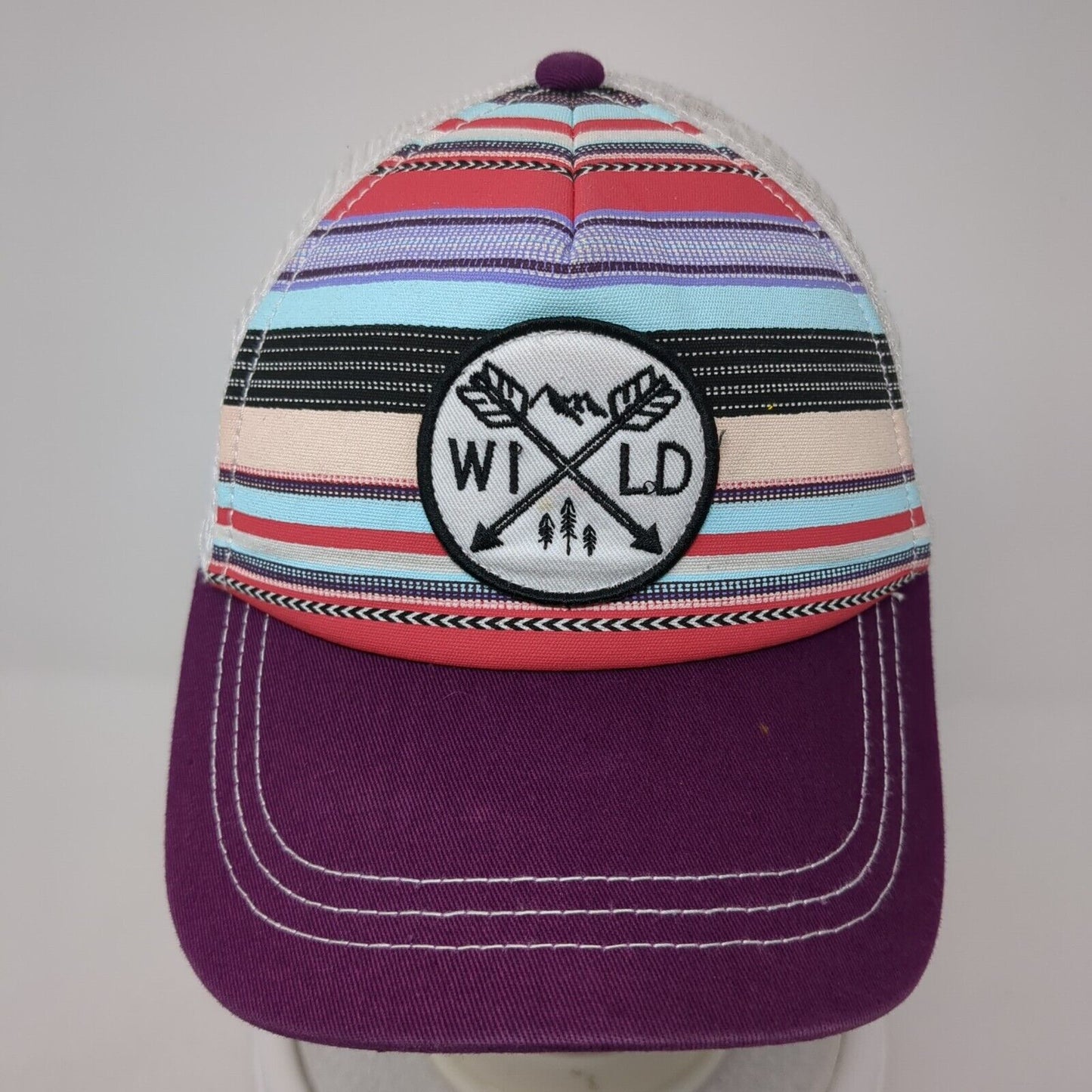 Wild Snapback Mesh Back Trucker Hat Multi One Size Striped Empyre