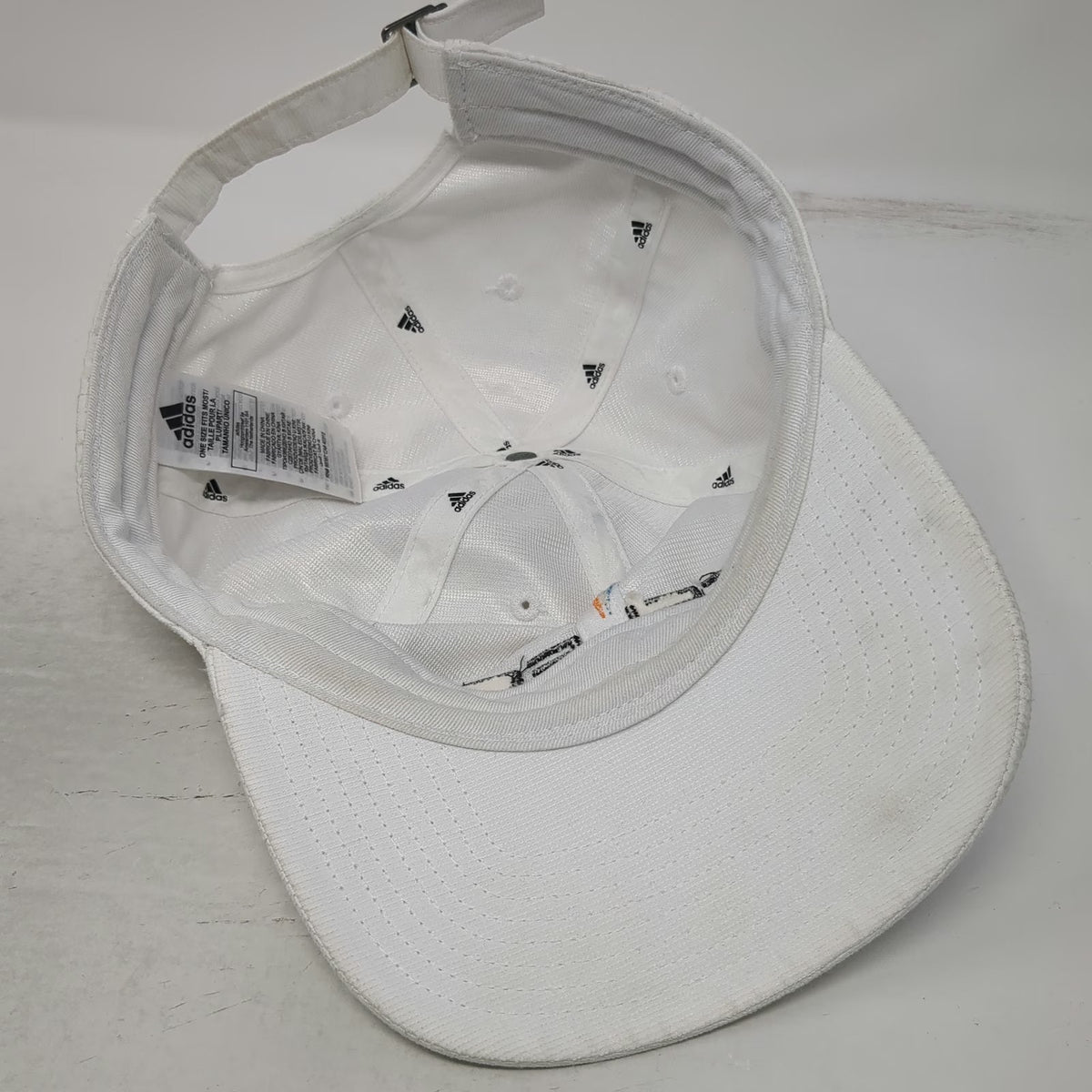 Adidas Baseball Cap White One Size Teleo Capital Logo Performance Polyester Hat