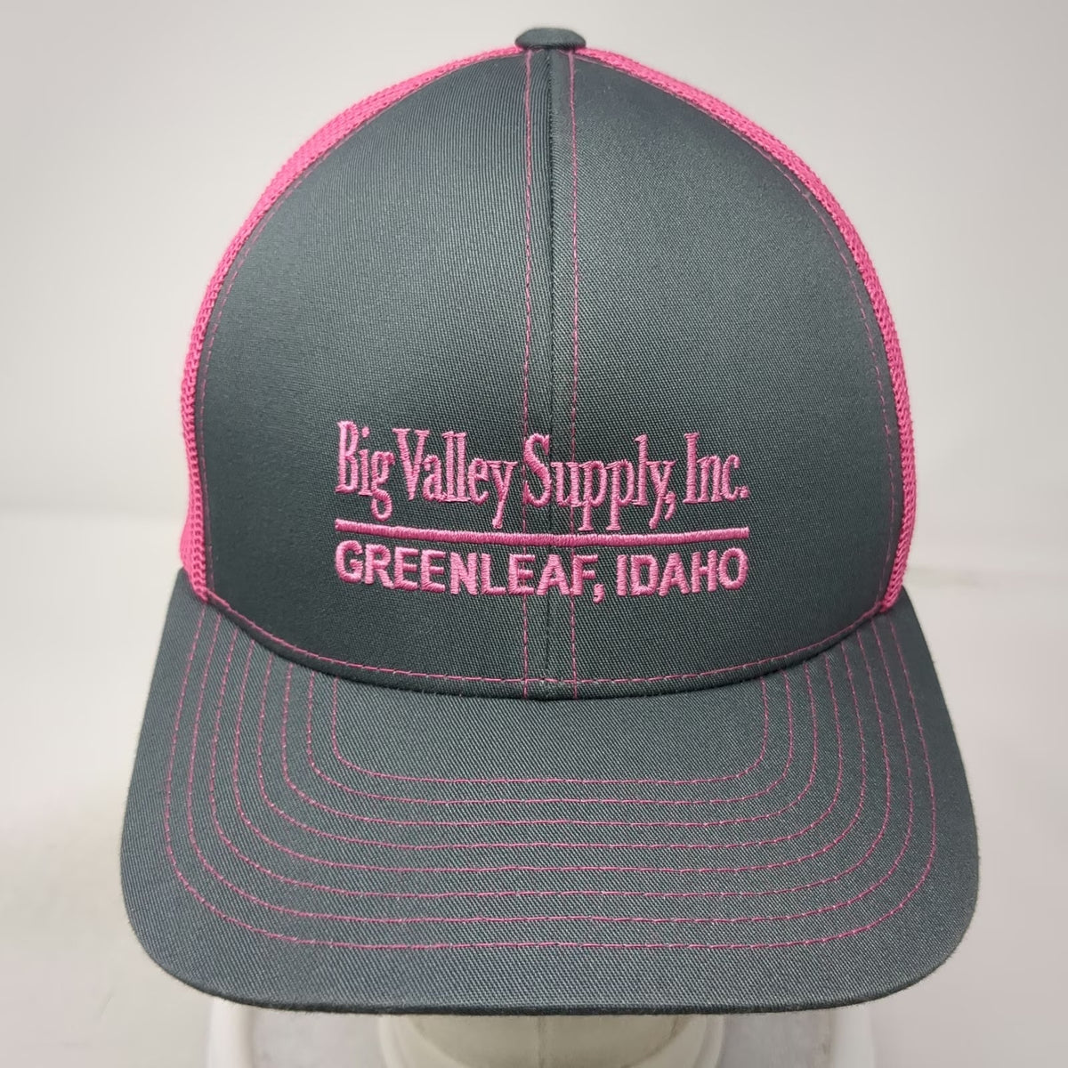 Pacific Headwear Trucker Hat Gray Pink One Size Big Valley Supply Idaho Mesh