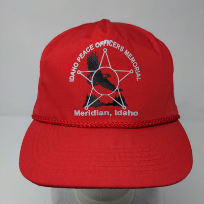 Idaho Peace Officers Memorial Strapback Rope Hat Red OSFA Solid Otto