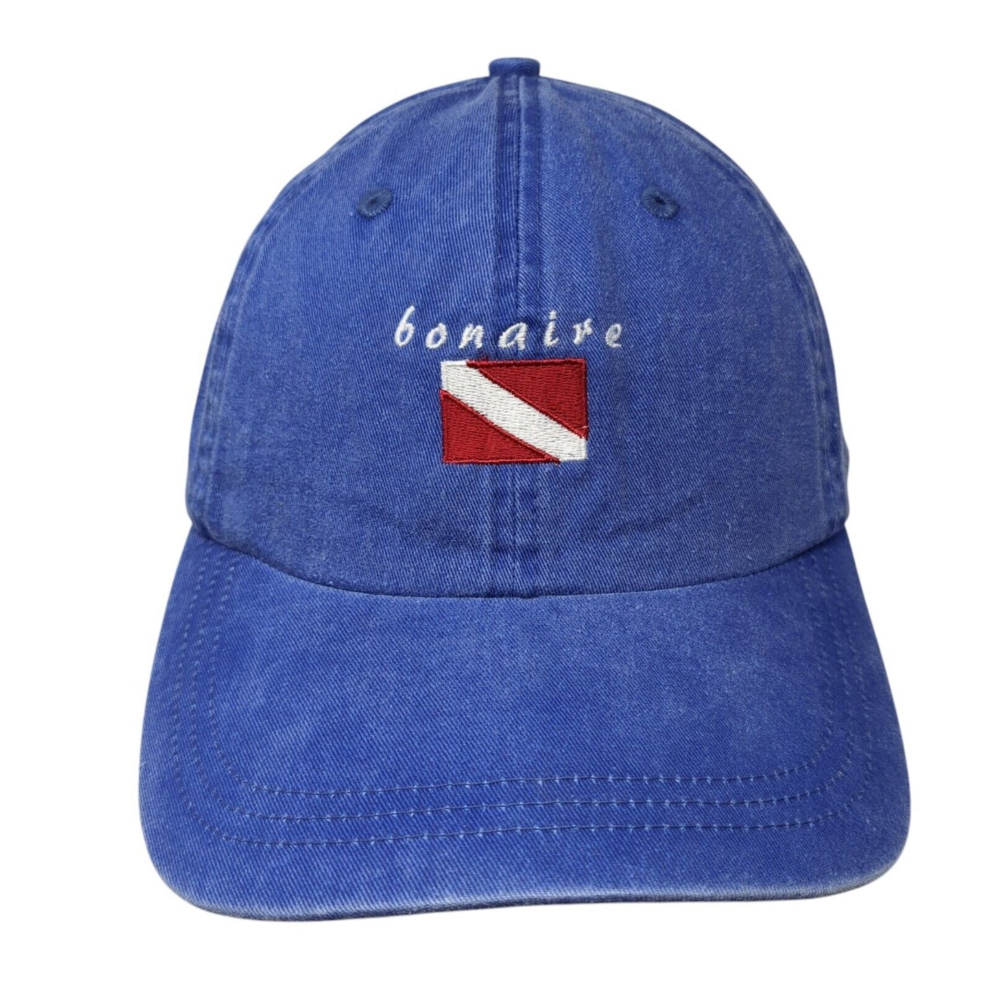 Bonaire Strapback Hat Blue One Size Adjustable Embroidered Solid Ahead