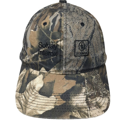 Baseball Cap Brown Camo One Size Slideback Solvay Interox Corporate Logo Hat