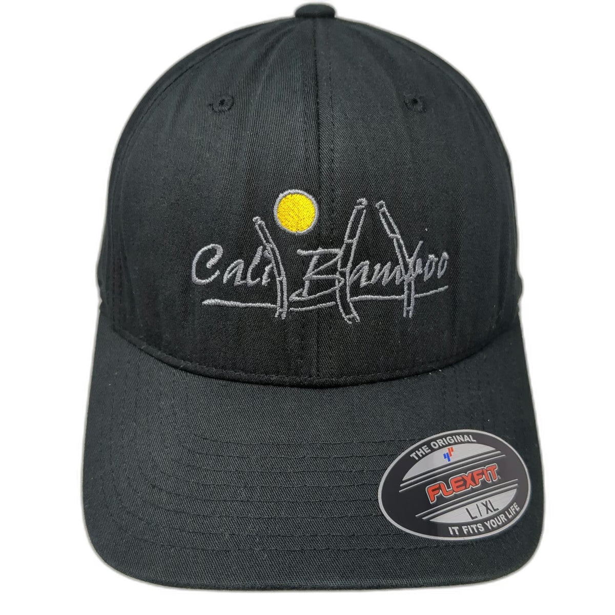 Flexfit Baseball Cap Black XL Cali Bamboo Hat Embroidered Logo Stretch Fit