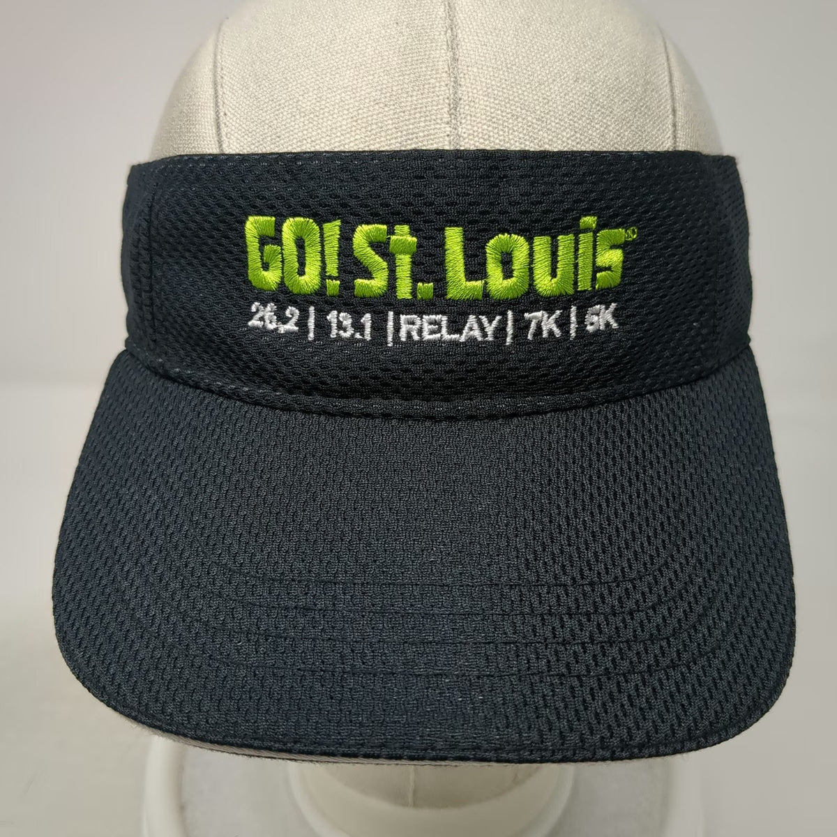 Headgear Visor Black One Size GO! St. Louis Marathon 26.2 13.1 Running Mesh Hat