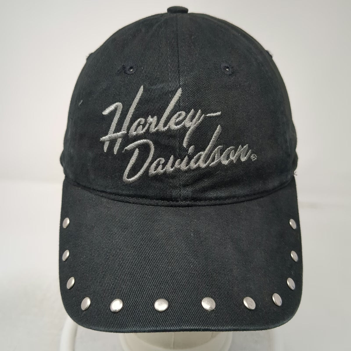 Harley-Davidson Baseball Cap Black One Size Silver Studded Hat Adjustable Script
