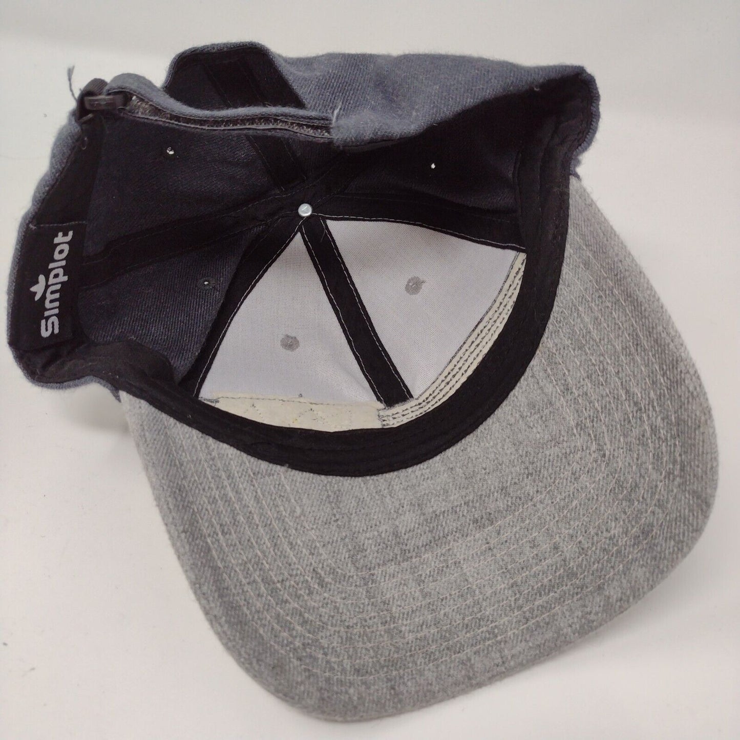 Simplot Patch Strapback Hat Gray OSFA Adjustable Colorblock 6 Panel