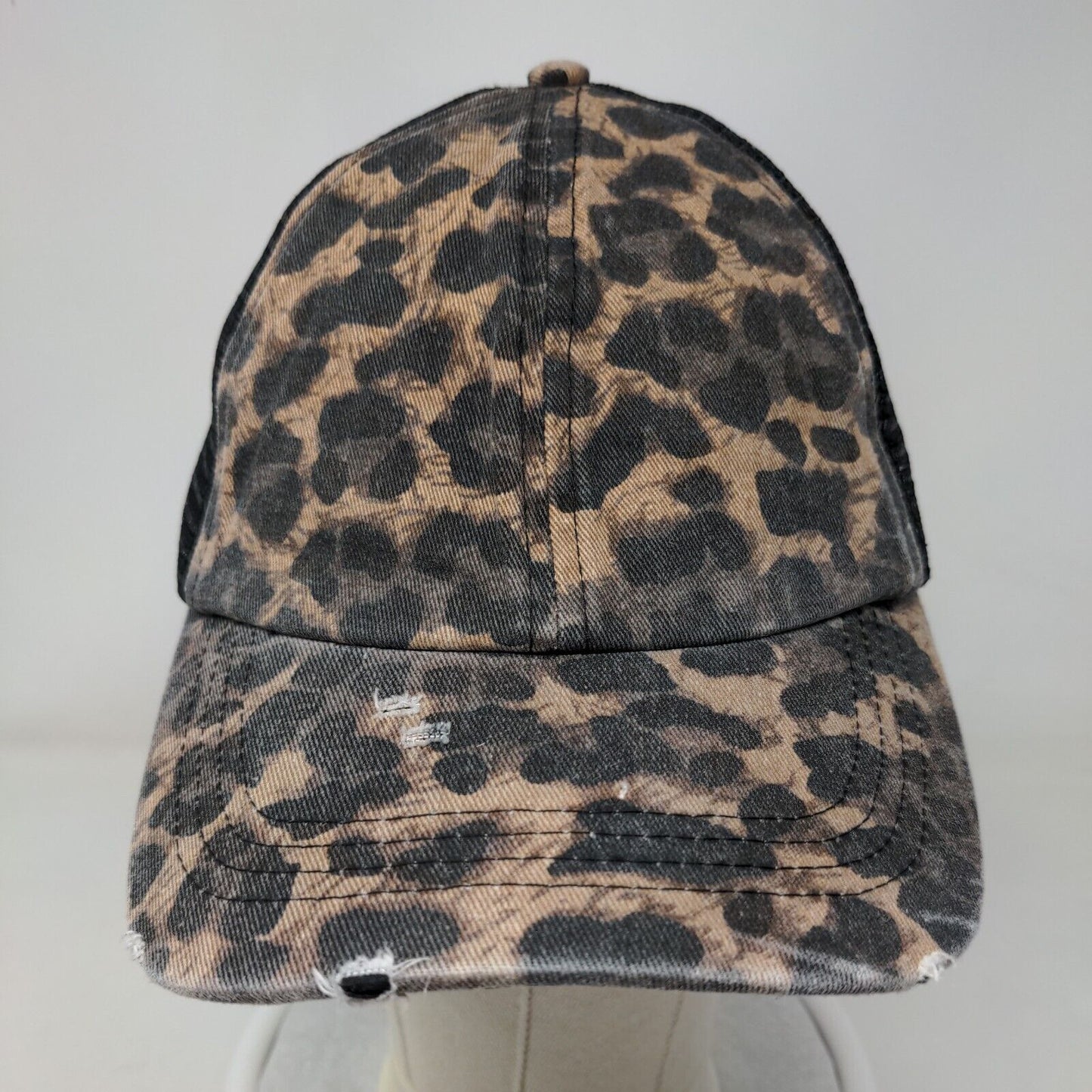 David and Young Trucker Hat Multicolor OSFM Leopard Mesh Back Distressed