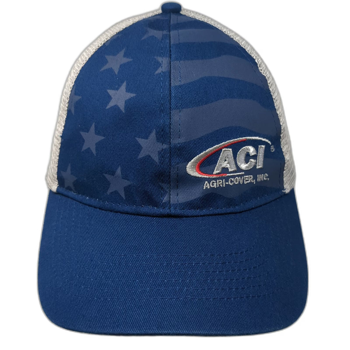 Trucker Hat Blue One Size Snapback Mesh USA Flag Jamestown ND Stars Agri-Cover