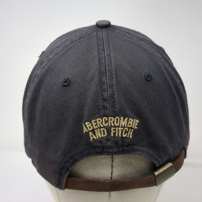 Abercrombie & Fitch Baseball Cap Blue One Size Leather Strapback Camel Patch Hat