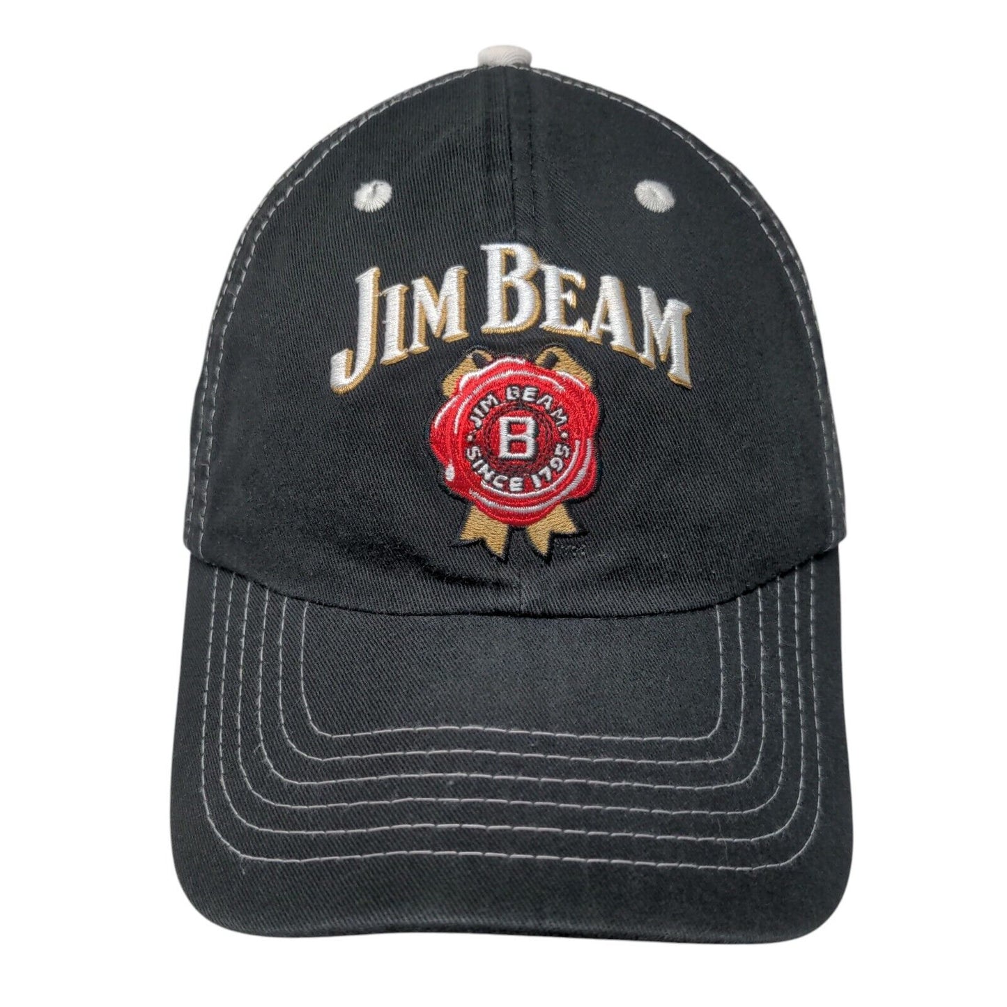 Jim Beam Strapback Hat Black OSFA Embroidered Adjustable Vent Holes