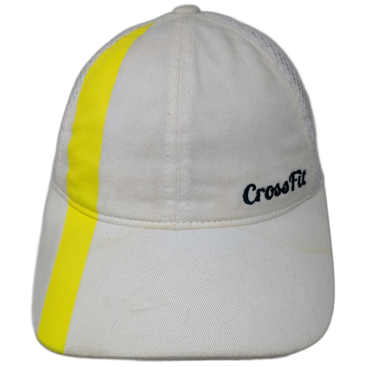 Reebok CrossFit Trucker Hat White L Mesh Snapback Neon Stripe Workout Gym Hat