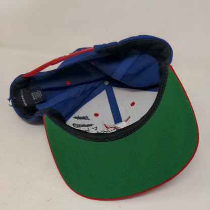 Sport Tek Men's Snapback Hat Blue Red OSFA Embroidered T Logo Acrylic Wool Blend