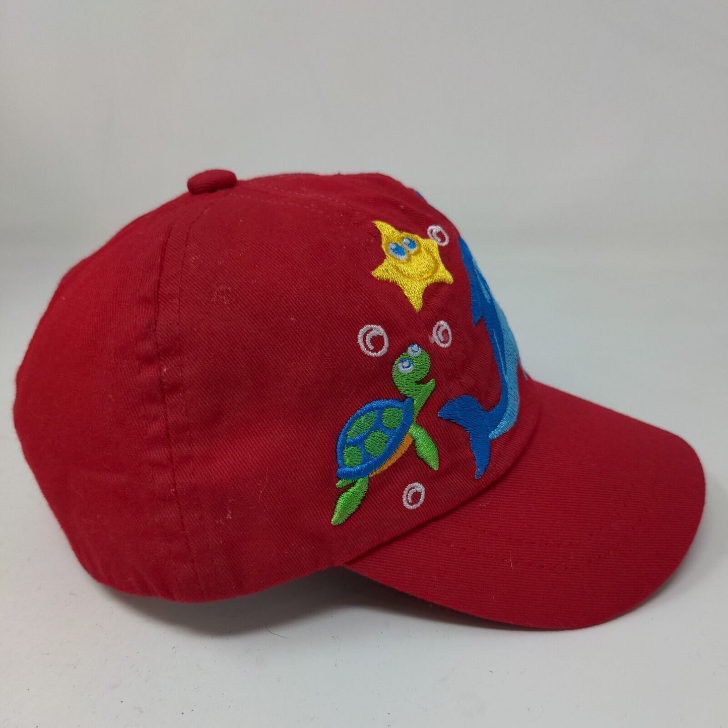 Kid Tees Baby Hat Red Stretchy Embroidered Sea Ocean Creatures Dolphin