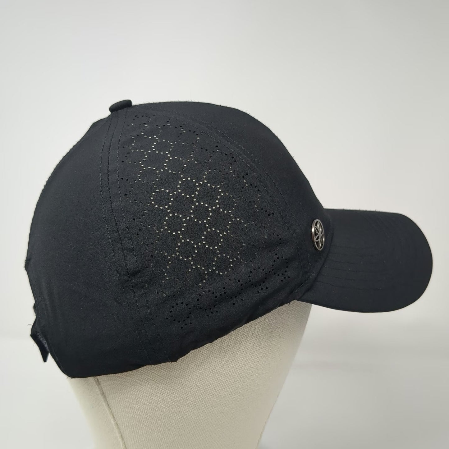 Athleta Baseball Cap Black One Size Hat Performance Laser Cut Strapback Floral