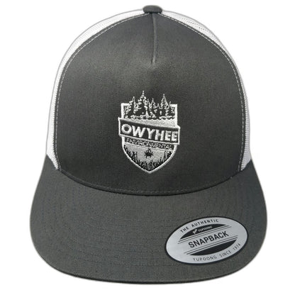 Yupoong Trucker Hat Gray OSFM Owyhee Environmental Mesh Back Flat Brim Snapback