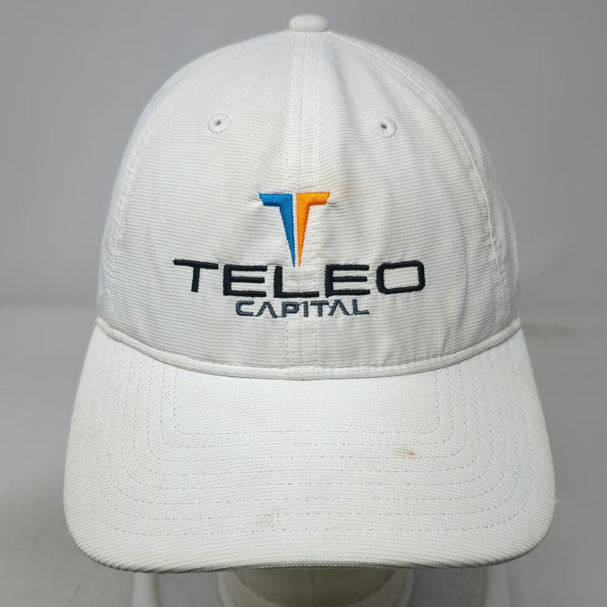 Adidas Baseball Cap White One Size Teleo Capital Logo Performance Polyester Hat
