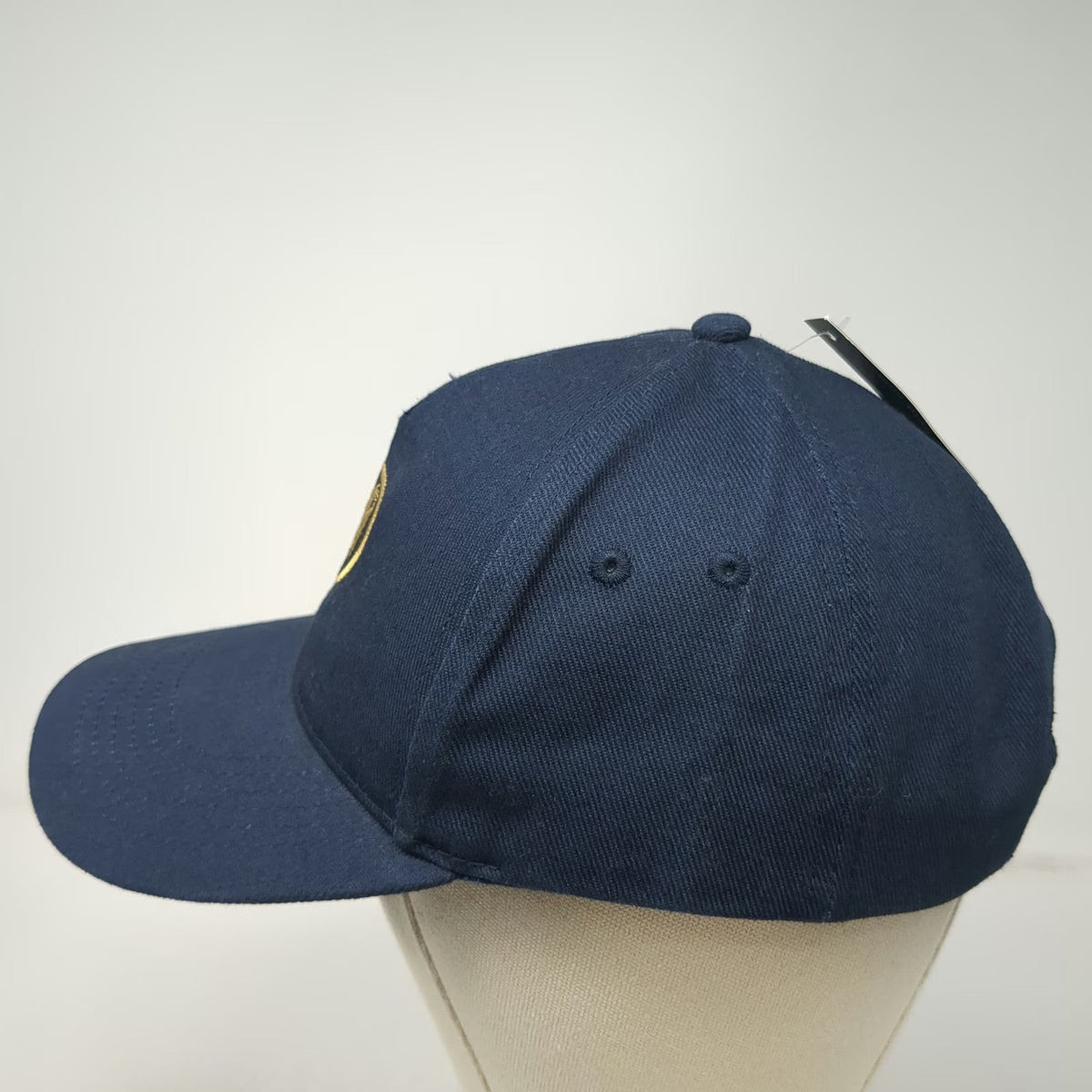 Beechfield 5 Panel Blue Hat One Size Strapback Geth Logo Patch Embroidered