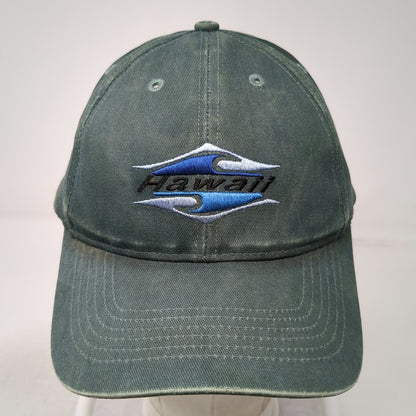 Hawaiian Headwear Baseball Cap Green One Size Hawaii Wave Leather Strapback Hat