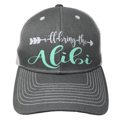 I'll Bring The Alibi Snapback Mesh Back Trucker Hat Gray OSFM Colorblock