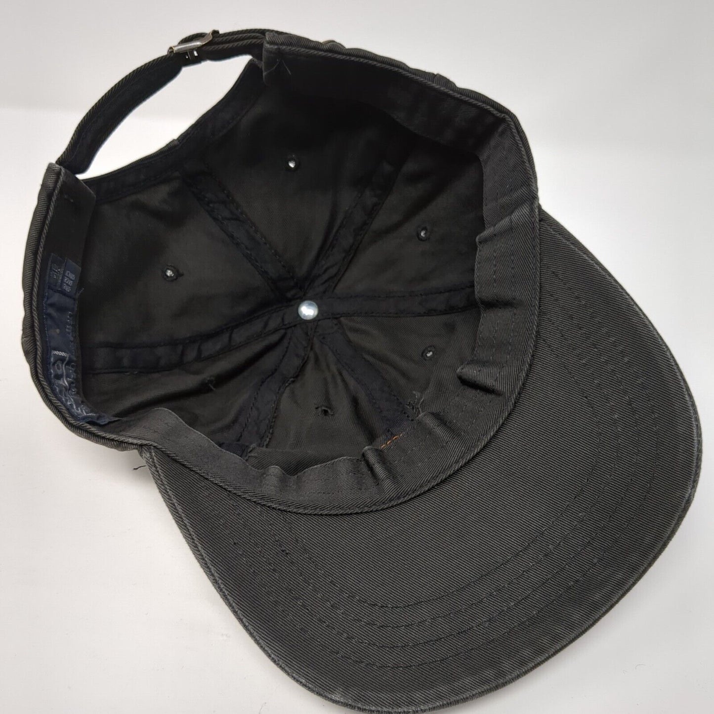 Vintage Polo Sport Ralph Lauren Slideback Hat Black OSFA Made USA Leather Patch