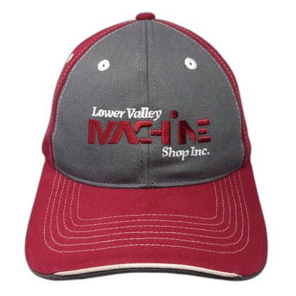 Sportsman Baseball Cap Red One Size Lower Valley Machine Shop Hat Stitching