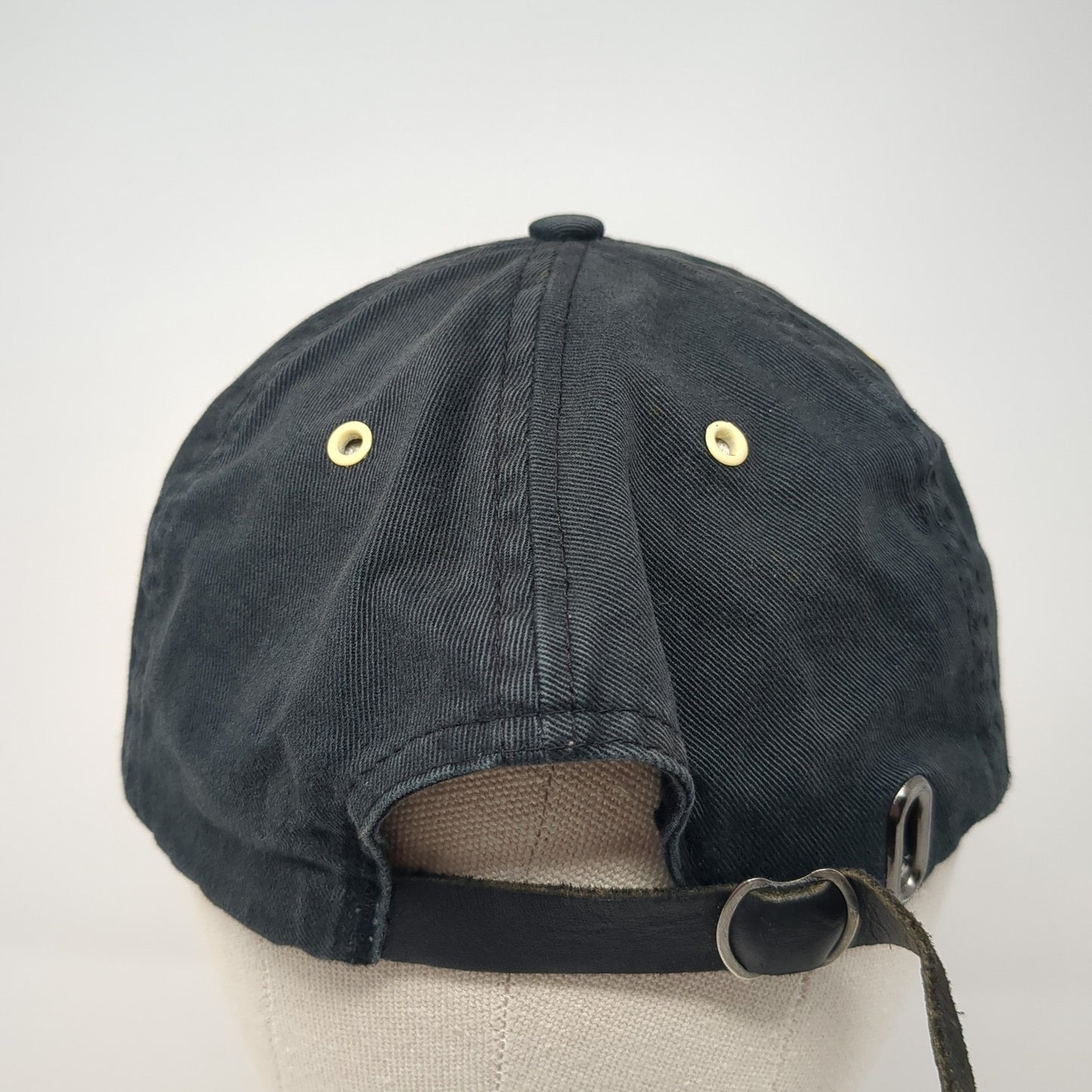 Zipper Slideback Hat Black One Size Adjustable Embroidered Alternative