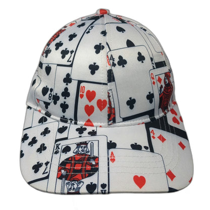 White Playing Cards Poker Gambling Allover Print One Size Baseball Cap Hat