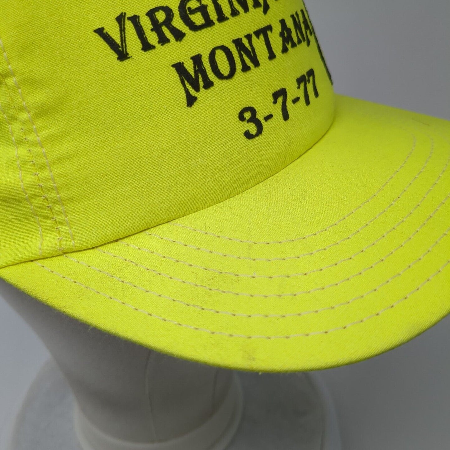 Virginia City Montana 3-7-77 Snapback Hat Yellow OSFA Solid Adjustable