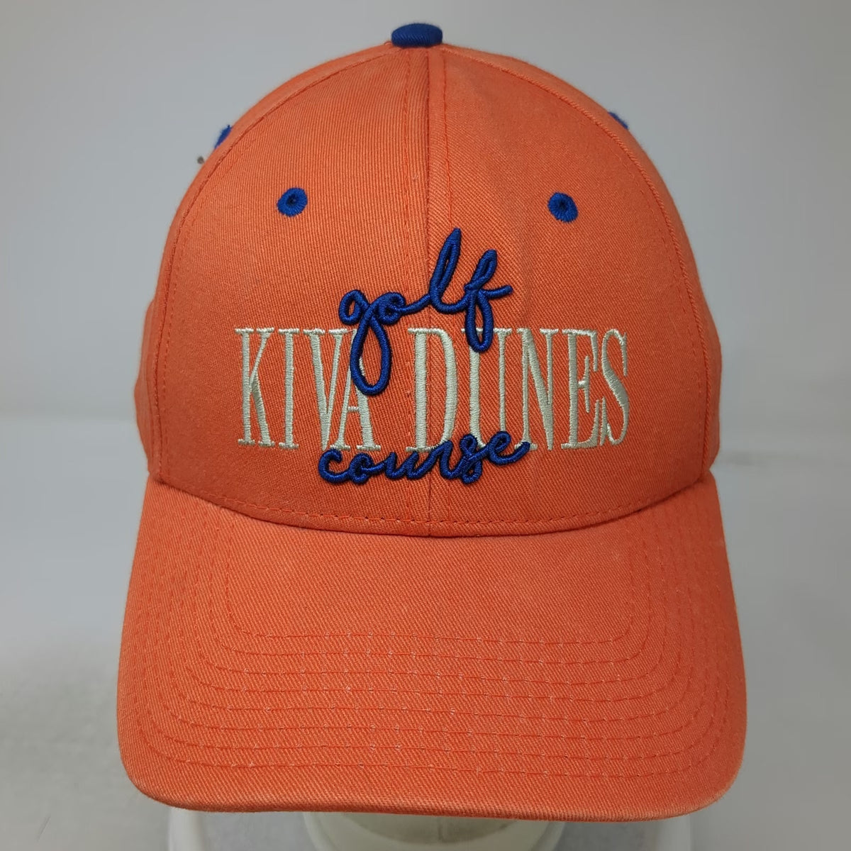 The Game Baseball Cap Orange Blue White One Size Kiva Dunes Golf Course Hat
