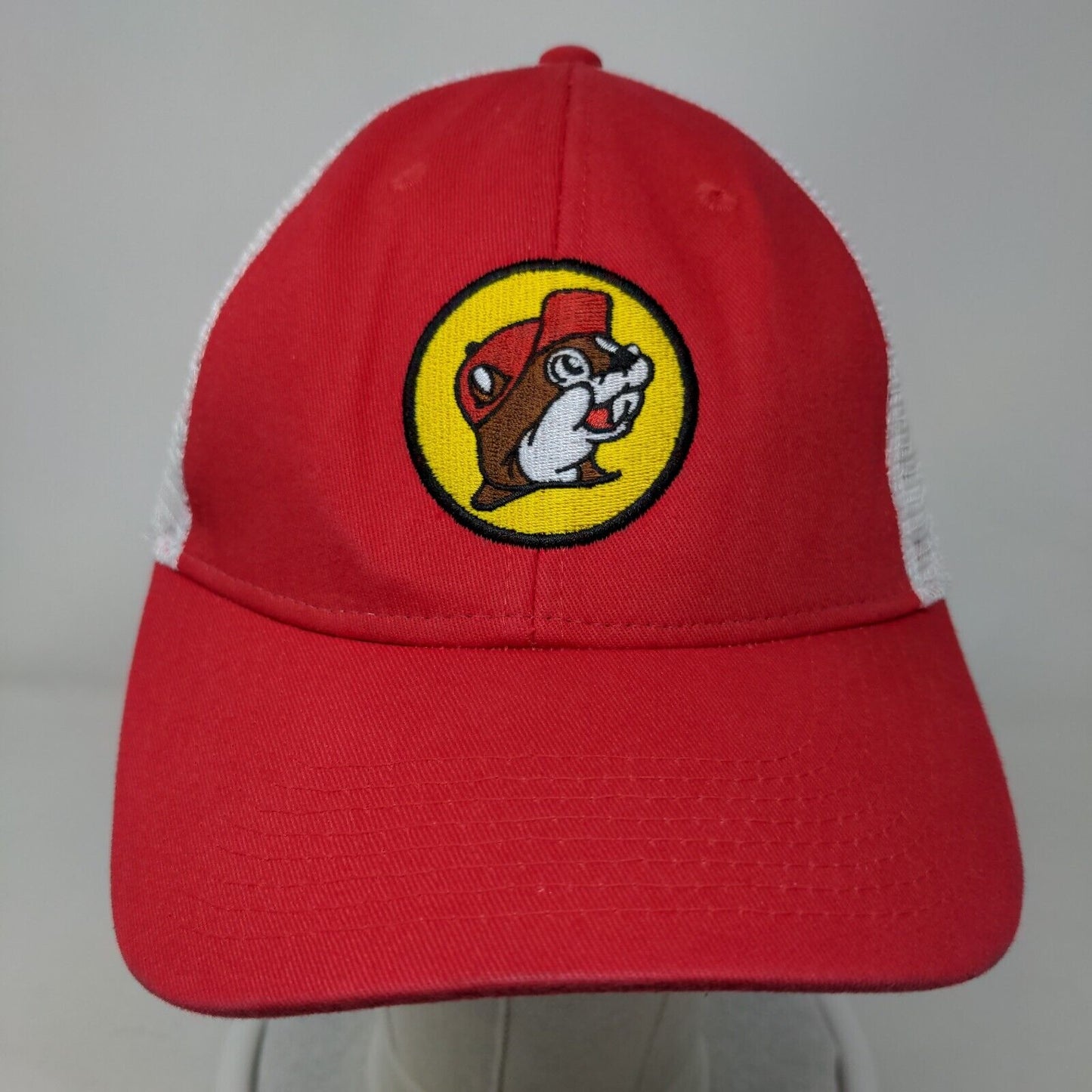 Buc-Ee's Snapback Trucker Hat Red One Size Adjustable Embroidered Mesh Back
