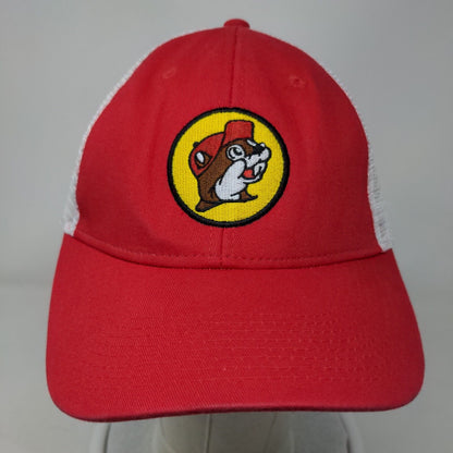Buc-Ee's Snapback Trucker Hat Red One Size Adjustable Embroidered Mesh Back