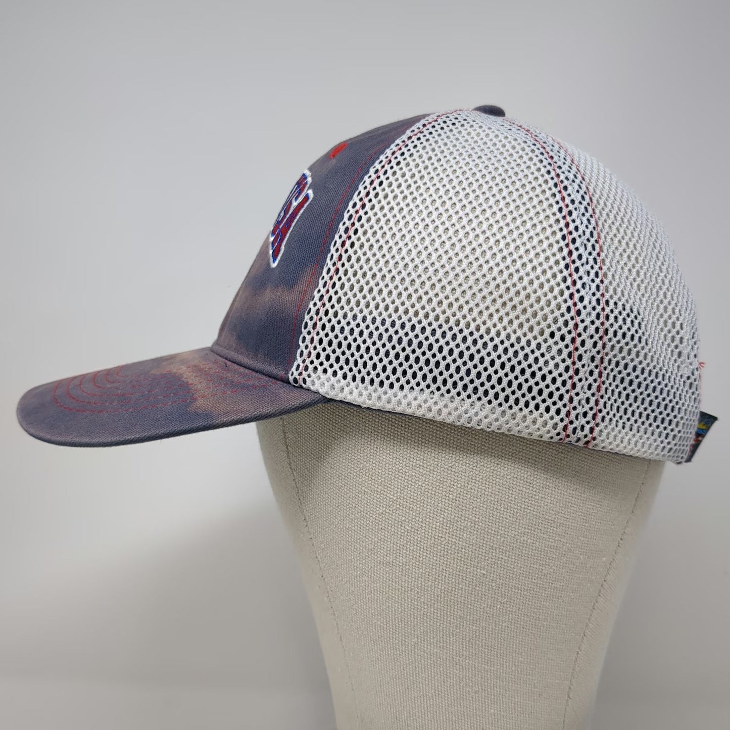 GOAT USA Trucker Hat Blue One Size Mesh Snapback American Flag Crown Logo Red