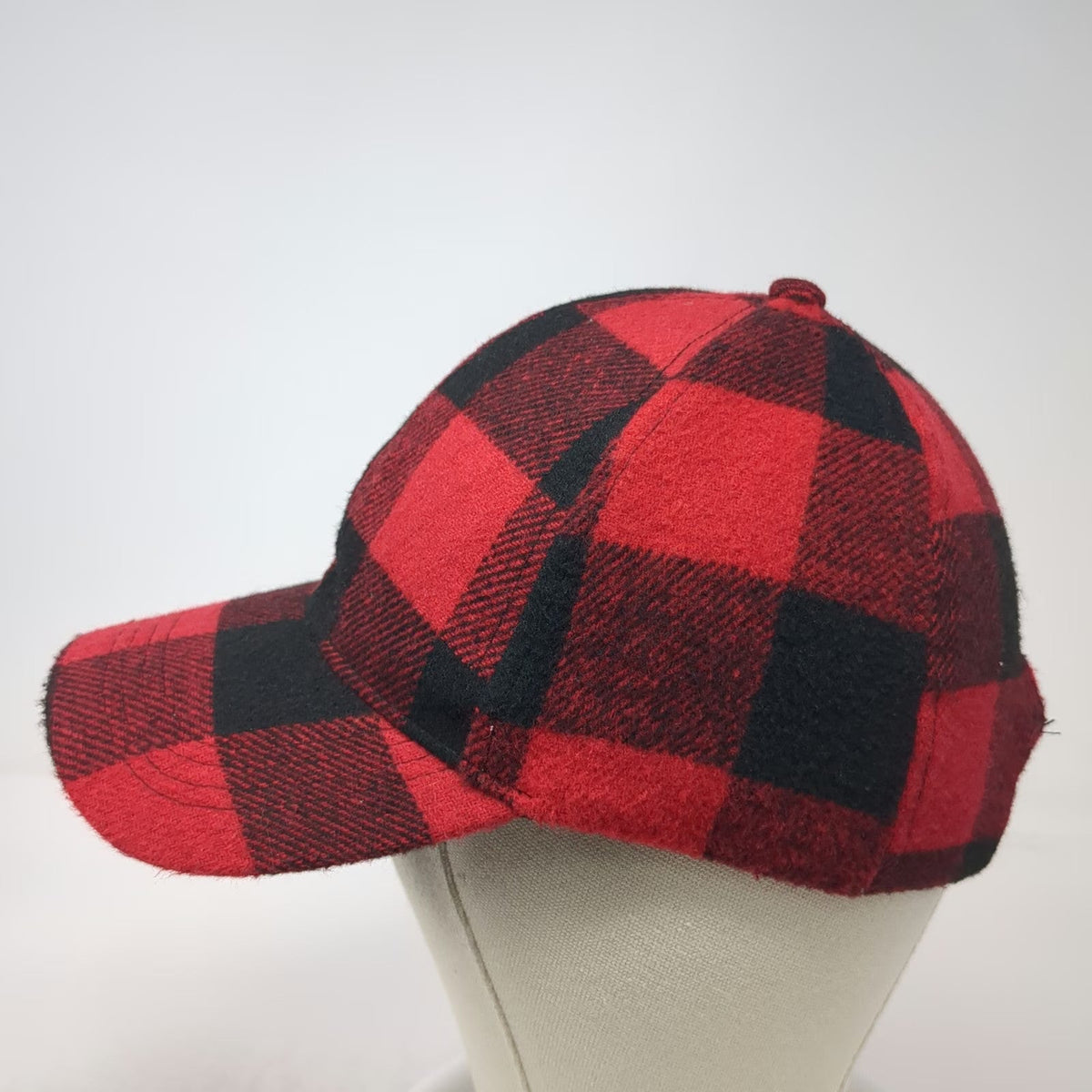 Red Black Buffalo Plaid Baseball Cap One Size Strapback Adjustable Outdoor Hat