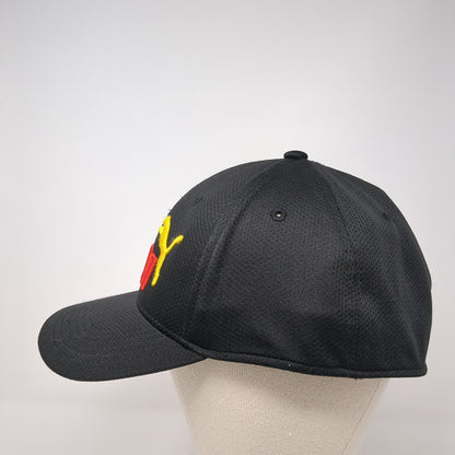 Puma Spell Out Fitted Hat Black L/XL Embroidered Logo Stretch Outdoor