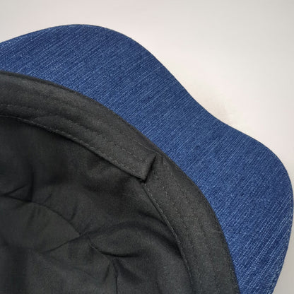 Arianna Army Cap Blue One Size Denim Elastic Back Cadet Side Button Hat