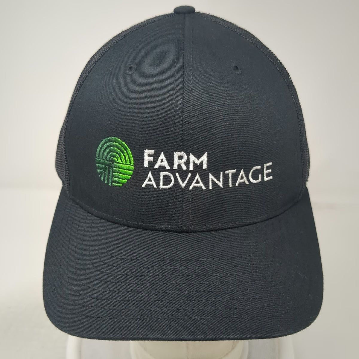Richardson Trucker Hat Black One Size Snapback Farm Advantage Logo Mesh Back