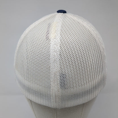 Port Authority Fitted Trucker Hat Blue S/M Flexfit Embroidered Mesh Back