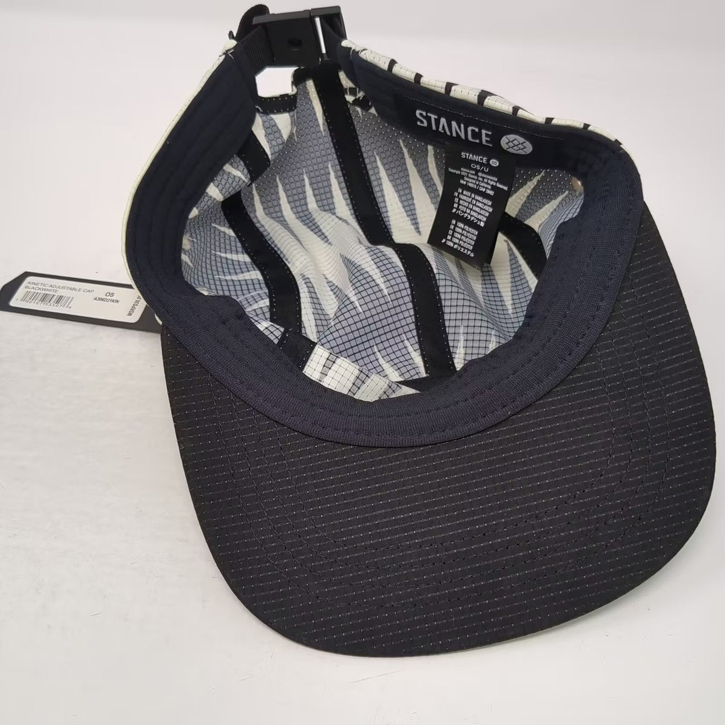 Stance 5 Panel Black White Zigzag Pattern Hat One Size OS Adjustable Strap