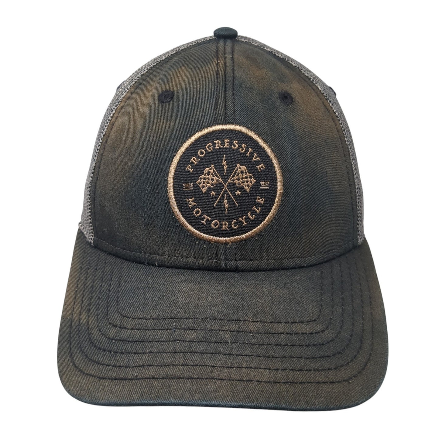 Progressive Motorcycle Trucker Hat Black OS Adjustable Embroidered Cap America