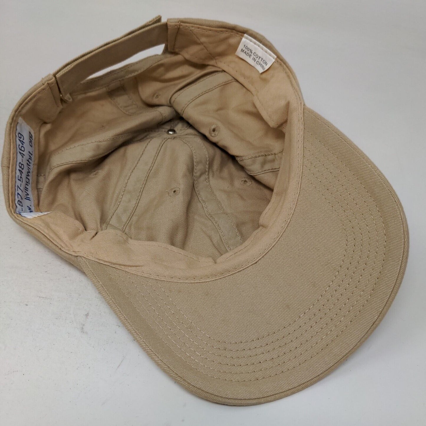 Living With It Aventis Strapback Hat Tan One Size Embroidered Adjustable