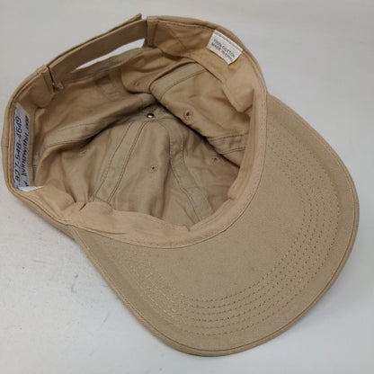 Living With It Aventis Strapback Hat Tan One Size Embroidered Adjustable