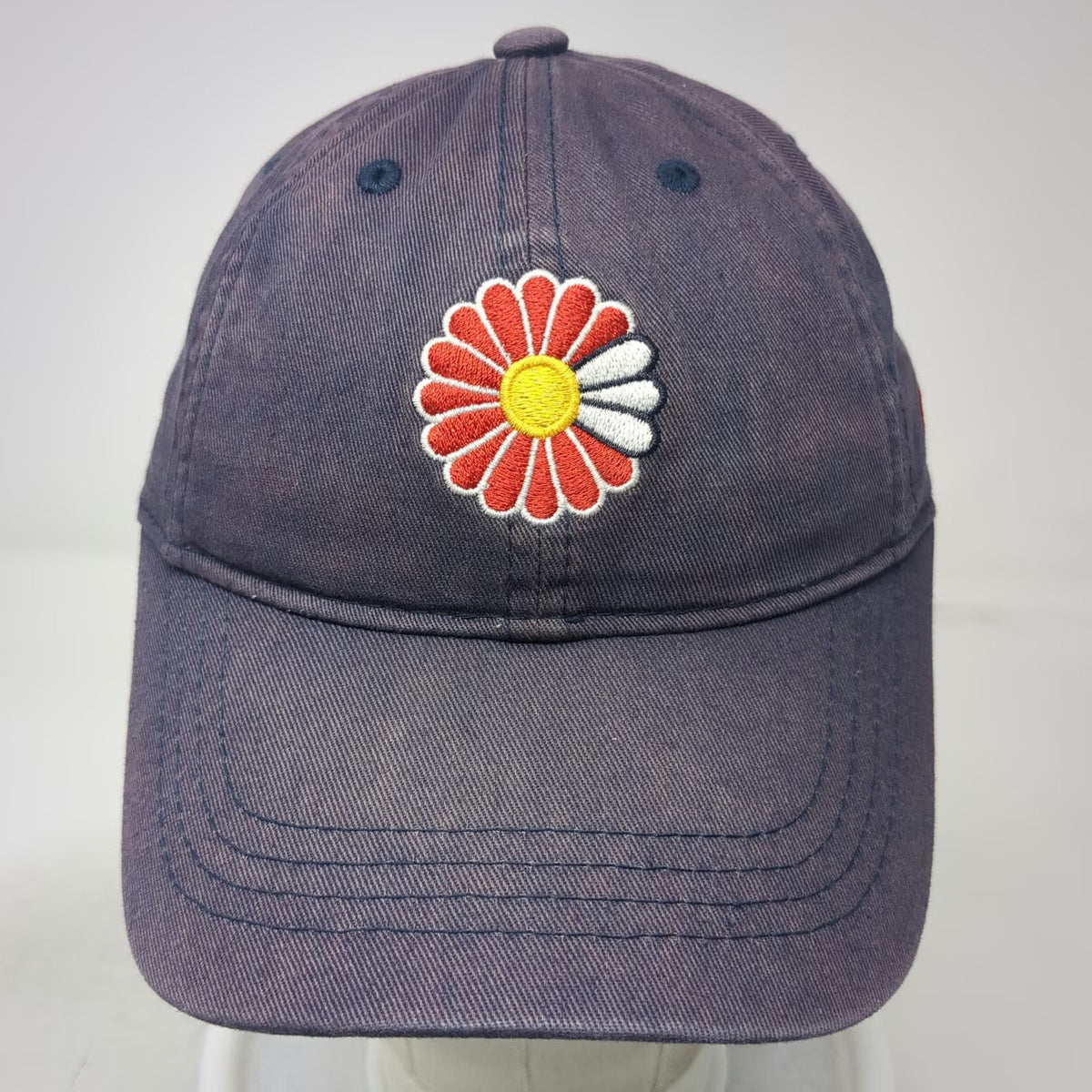 Aksels Baseball Cap Blue One Size Flower Logo Slideback Hat Red Yellow White