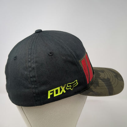 Fox Racing 5 Panel Black Green M Hat Flexfit MX Logo Embroidered Cotton Spandex