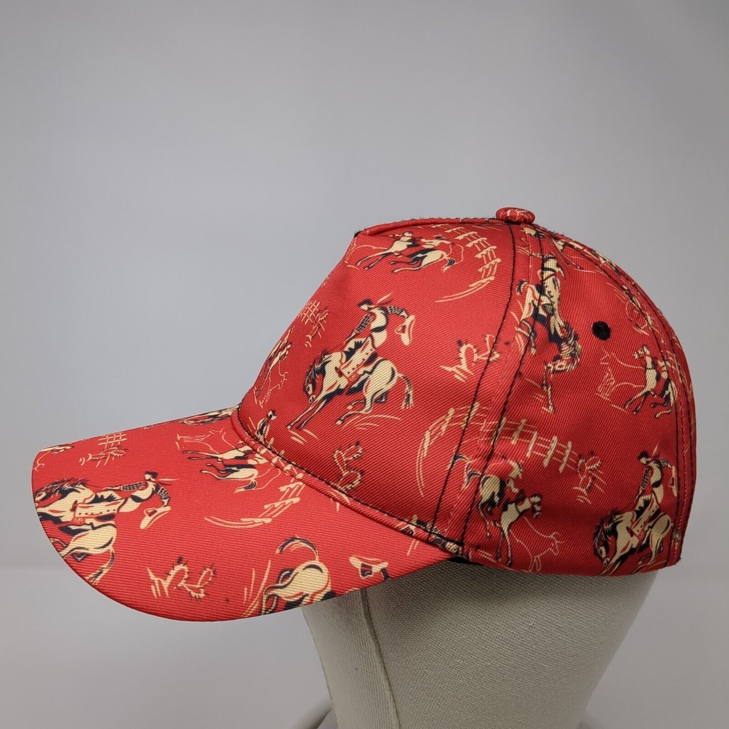 Rodeo Horse Strapback Hat Red One Size Adjustable Animal Print 6 Panel